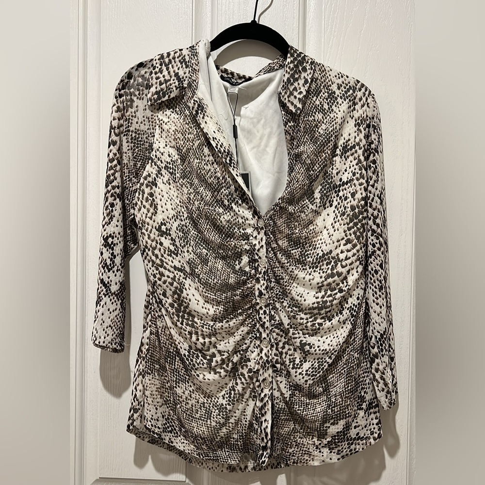Vintage Cable & Gauge Y2K Gathered Button Up Blouse